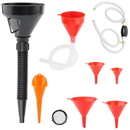 Mwqpgyh Entonnoirs pour usage automobile, ensemble d'entonnoirs de cuisine | Kit d'entonnoir à huile entonnoir flexible avec buse et filtre amovibles - Entonnoir à large ouverture avec pompe à siphon