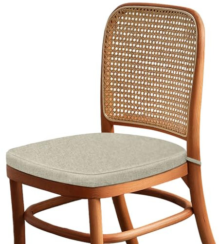 AmphaDeco Stuhlkissen 40x38x3cm mit Bändern, Waschbare Rutschfestes Sitzkissen mit Reißverschluss, Stuhlauflage Stuhlpolster für Indoor Küchen Garden Holzstühle, Beige Grey