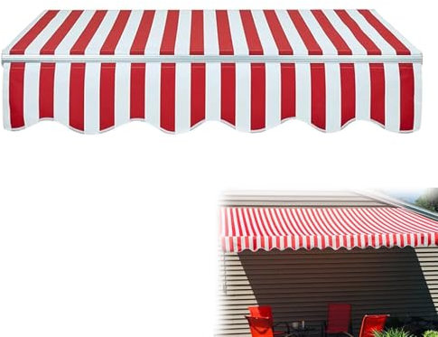 Manuelle Markise, einziehbar, Sonnenschutz, für Garten, Terrasse, Rot, 6 x 1,5 m (19,6 x 5 Fuß)