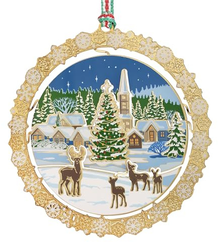 Newbridge Silverware LW618 Christmas Village with Deer Tree Decoration