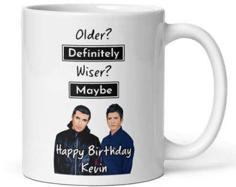 Confidently Quirky - Personalised Birthday Older? Definitely, Wiser? Maybe Oasis White Mug, Work Birthday Oasis Mug, Boyfriend Oasis Cup, Oasis Fan Gift
