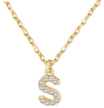 KJKJKJ Regalo Collar Collar con colgante de letra inicial Regalo Collar Mujer con Colgante letra Dorado A-Z Pequeñas - Bisutería Regalo Madre Cumpleaños Novia o Amigas Regalo Collar (S)