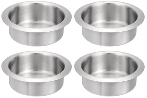 QUARKZMAN Juego de 4 vasos de acero inoxidable 201, 1,38 x 4,2 pulgadas, soporte para latas de bebidas, póquer, mesa, soporte para vasos, para sofá, barco, coche, azul marino, plata
