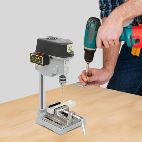 Mini trapano a 3 marce, trapano a colonna regolabile, trapano portatile, 340 W, adatto per la perforazione di legno e altri materiali non rigidi