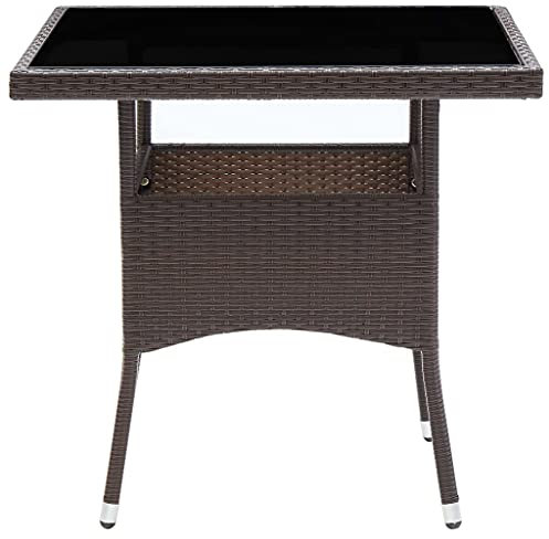 Wenjingqi 310552 Garten-Esstisch, Polyrattan, Braun, Braun