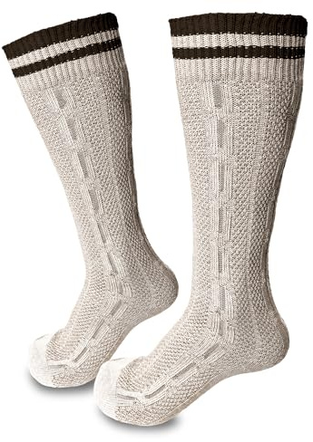 Steigenhöfer Manufaktur Trachtensocken Herren und Damen Lang – Klassische Kniebundstrümpfe im Zopfmuster – Oktoberfest Strümpfe aus Baumwolle für Männer & Frauen