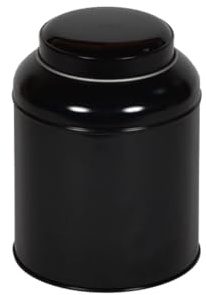 Aucomptoirdesboites Boîte à Thé Hermétique 750 ml – Boîte Cylindrique en Métal Noir avec Couvercle Cloche – Rangement Thé, Café, Sucre, Feuilles en Vrac