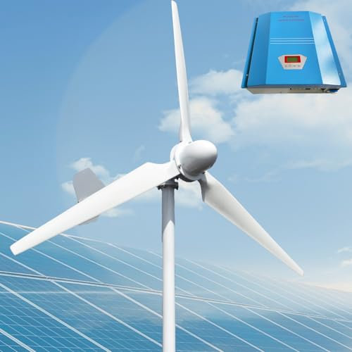Aerogenerador Horizontal de 3000W con 3 Aspas 48V/96V – Turbina Eólica con Controlador Híbrido Eólico-Solar para Casa, Granja y Barco (Sin Mástil) (mit Hybrid Laderegler 48V)