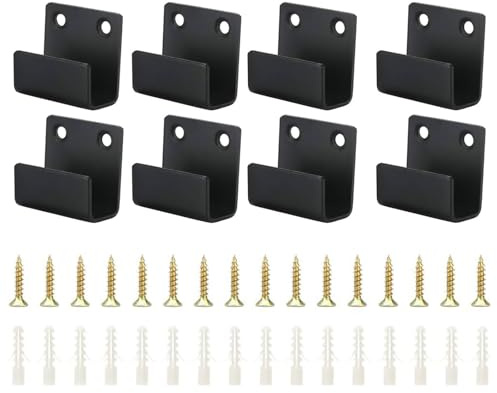 Cerioll Ganci Muro per Piastrelle in Ceramica, Gancio Espositore per Piastrelle, 8 Pezzi Staffe a U per Specchio con Viti e Tubo di Espansione, per Bagno Cucina Garage (Nero)