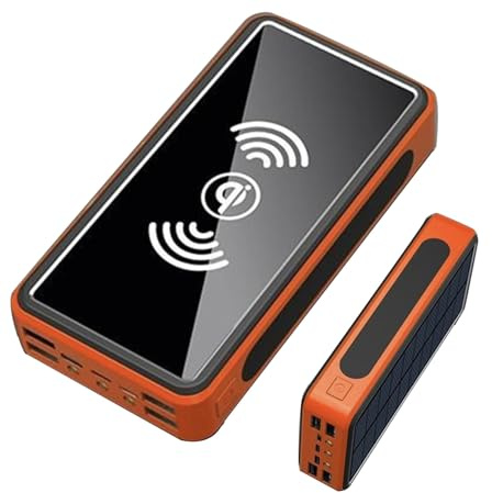Banque d’Alimentation, Chargeur Solaire 100000Mah Chargeur de Charge Portable Compact à Grande Vitesse Batterie de Secours Externe Énorme capacité pour Smartphones, Consoles de Jeux (Orange)