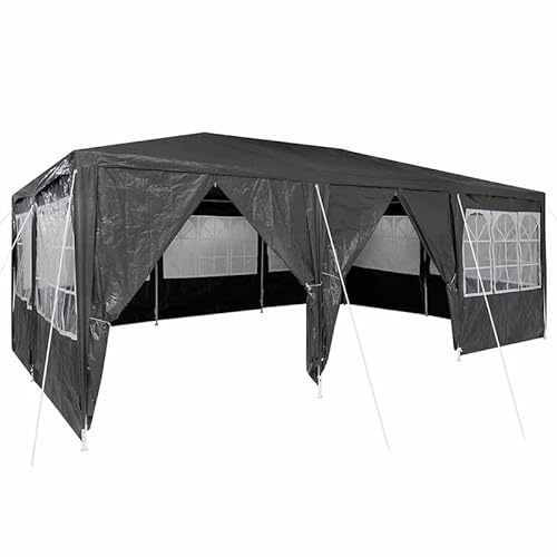 Partyzelt 6x4 m mit 10 grauen Seitenwänden – PE-Material, langlebig & wetterfest – Ideal für Gartenfeste, Märkte & Outdoor-Events