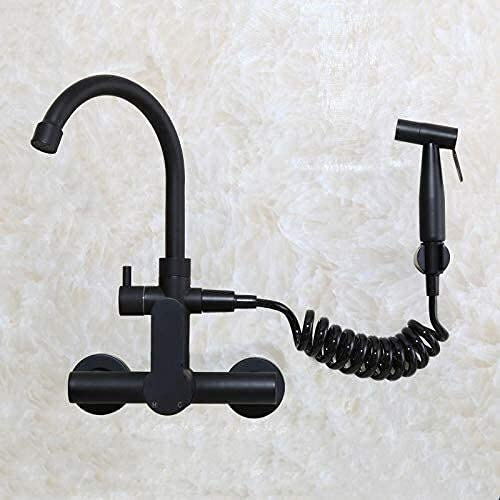 Rubinetto da cucina girevole a 360° - Miscelatore monocomando in acciaio inox opaco con doccetta bidet a parete miscelatore acqua calda e fredda per cucine moderne.