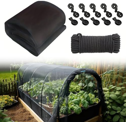 Malla Fina Anti-Insectos, 2.4 X 6m Red PE Protección PE Cultivos,Mosquitero de Malla Fina Protectora para Hortalizas Mallas Protectora contra Pájaros(Negra)