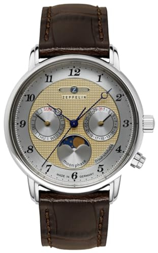Zeppelin Herrenuhr Serie Friedrichshafen mit Mondphase und Lederarmband 8536-5