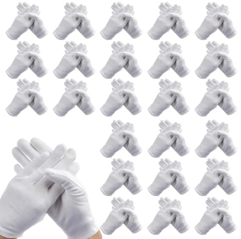 24 Paires Gant Coton Gants en Coton Blanc Eczema Convient pour Les Soins Des Mains Bijoux Check EczéMa Travail Quotidien Outdoor