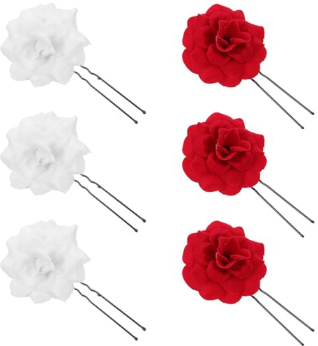 jojofuny Fourche à Cheveux en Tissu de U Décor de Fleurs, 6 Pièces, Épingles à Chignon Élégantes pour Soirées et Fêtes, Facile à Utiliser et Maintien Solide