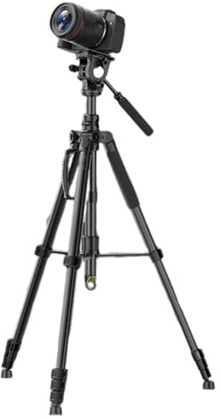 Plyisty Monopiede Treppiede per Fotocamera, Supporto Video a Colonna Centrale Orizzontale da 77 Pollici con Testa Panoramica a 3 Vie per Riprese Dall'alto DSLR Mirrorless, Carico