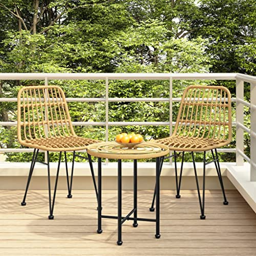 Bucmath Gartenstuhl Set 2 STK., 48x62x84 cm, wetterfestes PE-Rattan, Stahlrahmen, Balkonstuhl Outdoor, Bequeme Terrassenstühle für Garten, Balkon, Terrasse
