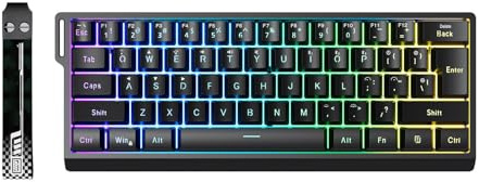 Plyisty Clavier de Jeu 60% sans Fil, 61 Touches Rétroéclairées RVB, Sensation Mécanique, Bluetooth/2,4 G/Filaire, Mini Claviers Compacts Rechargeables pour PC Gamer Office (Black)
