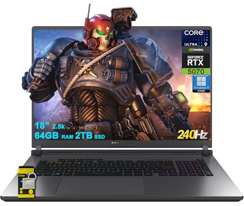ASUS ROG Strix G18 G815 Gaming AI Laptop 18 2560x1600 240Hz (100% DCI-P3) Intel 24-core Ultra 9 275HX 64GB RAM 2TB SSD GeForce RTX 5070 (Up to 798 AI Tops) RGB Backlit Win11Pro ICP Hub/