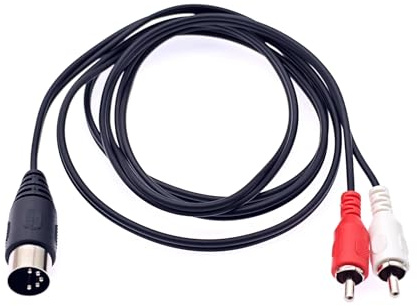 JZK DIN 5 Pin to 2 RCA Audio Cable Adapter, 5-pin DIN Male to Stereo RCA Male Connector Cord for CD Player VCR DVD Speaker Hi-Fi Equipment Stereo System