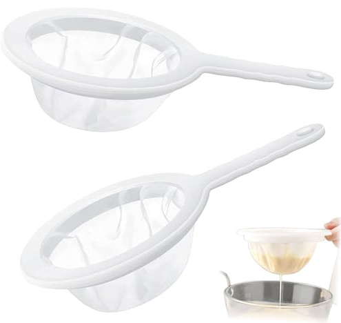 Colador fino, 2 unidades de colador de plástico para filtro de kéfir, colador de cocina antideslizante, para filtro de kéfir, colador pasante, malla de nailon extrafino, colador fino, colador para el
