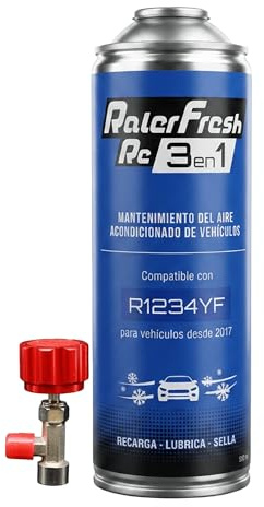 Ralerfresh RC 3 en 1 – Recarga Aire Acondicionado Coche R1234yf Desde 2017, Gas Refrigerante, Sella Fugas, Lubricante (RC 3 en 1 + Llave)