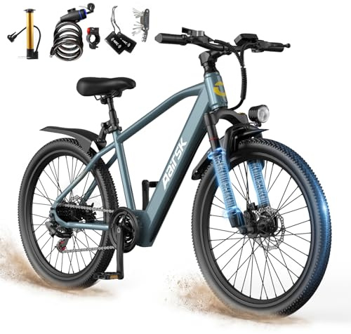 Aairsk 26 Electric Bikes for Adults 250W Motor, 22Mph Speed, 360Wh Lithium Battery & 7-Speed Gear, Max Range 40+ Miles(Pedal-Assist), Electric Mountain Bicycle for Adults Women Men