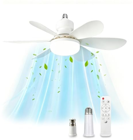XUZIE 52CM Ceiling Fan with Lights and Remote, Fits E27/B22 Socket, 40W LED Ceiling Fan Light with 2 Extension Rods, 3 Speeds, 3 Colour Modes and Timer, for Bedroom, Living Room and Kitchen (E27/B22)
