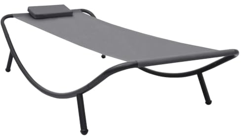Xuvaracle Gartenbett Grau 200×90 cm Stahl Loungeinsel mit Polsterauflagen für Entspannung im Garten Terrasse Balkon Pool oder am Strand, wetterfestes Daybed für Komfortables Relaxen