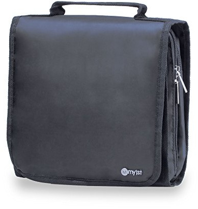 Edle Kosmetiktasche - Faltbare, kompakte Kulturtasche für Herren/Damen/Kinder, praktischer Kulturbeutel mit Aufhängung, verwendbar als Beautycase oder als Waschbeutel für Reisen in Schwarz