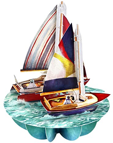 SANTORO Pirueta, Tarjeta De Felicitación Emergente 3D - Vela Y Barcos - Para Él, Ella, Papá, Mamá, Hijo, Hija, Cumpleaños, Día Del Padre