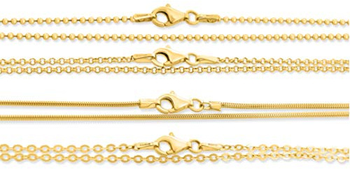 Halskette 50cm Kette aus 925 Sterling Silber vergoldet Kugelkette Erbskette Schlangenkette Ankerkette goldene Kette Gliederkette Kette ohne Anhänger online kaufen Kette Gold