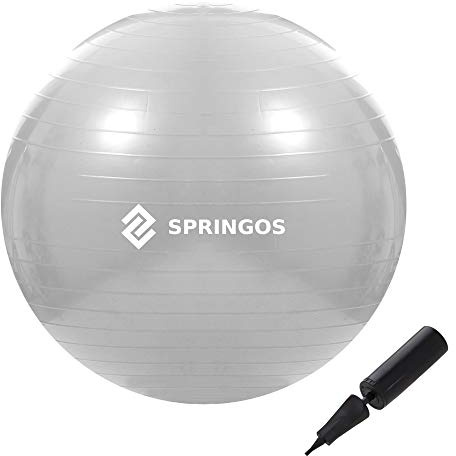 SPRINGOS Gymnastikball, Sitzball, Durchmesser: 55 cm, Fitnessball mit Luftpumpe, max. Belastung 150 kg, Pilates, Ball für Yoga, Physiotherapie, Schwangerschaft, Balance Ball, Turnball, Gymnastik-Fitnessball, Gummiball, rutschfest, Sportgerät