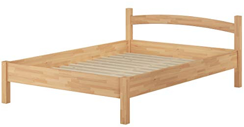 Erst-Holz®Massivholzbett als breites Einzelbett 120x200 cm aus Buche mit Rollrost 60.73-12