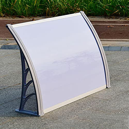 Auvent de Porte de Protection Blanche,Auvent de Porte Et Fenêtres,Auvent pour Porte Avant,Marquise Solaire Incurvée,Abri Banne Entrée,Pluie Neige Protection,avec Raccords (60x80cm/24x31)