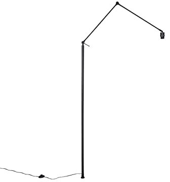 Qazqa Modern Stehleuchte, Stehlampe - Editor - Schwarz, max. 60W, Geeignet für LED, 190.8cm, Ideal als Wohnzimmerlampe
