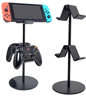 Erlsig Universal Game Controller Halter, Controller Headset Kopfhörer Halterung Ständer Zubehör Tisch für Xbox ONE Switch PS4 PS5, 2 Lagen Schwarz