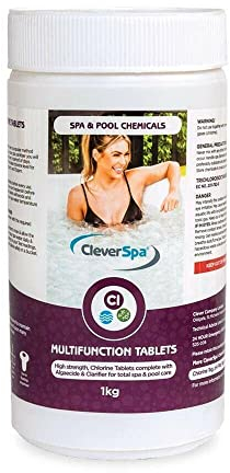 CleverSpa Multi-Function Hot Tub Chlorine Tablets Pool and Spa Chemicals with Algaecide and Clarifier for Safe Water Care, for hot tub, spa, and pool - 1KG