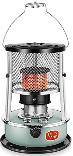 JOJAN Kerosinofen, 4.5 L Petroleumofen Für Innenräume, Petroleumheizung Ohne Strom, Kerosene Heater Mit 6 Docht, Camping Zeltheizung (Color : Blue, Size : Glass Chimney)