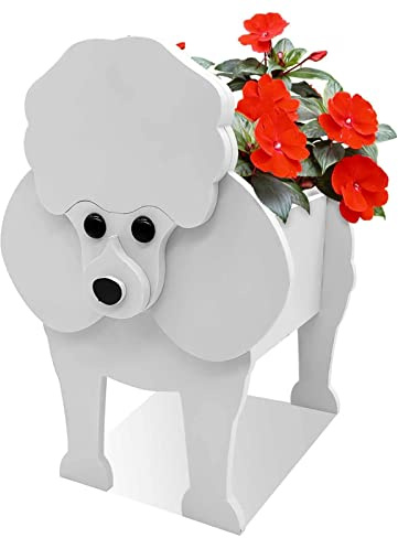 PULCHR Maceta con Forma Caniche, Maceta De Madera Adornos En Maceta, Macetas Dibujos Animados con Forma Animal, para Plantas De Interior Al Aire Libre