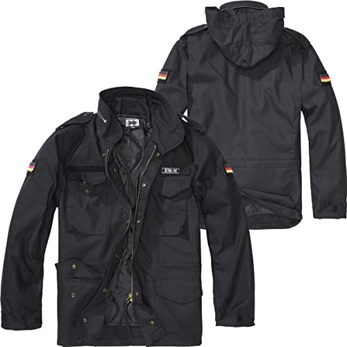 BWuM Fältjacka M65 + lapp och flaggor, svart, 7XL