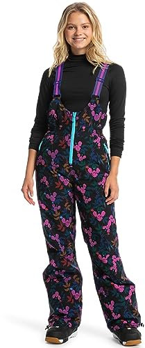 Roxy X Rowley PrimaLoft Insulated Bib Pant, True Black Darkreds Floral, X-Small