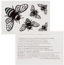 10 x Bienen Tattoo - 5 Bienen in Schwarz - Temporary Body Tattoo (10)