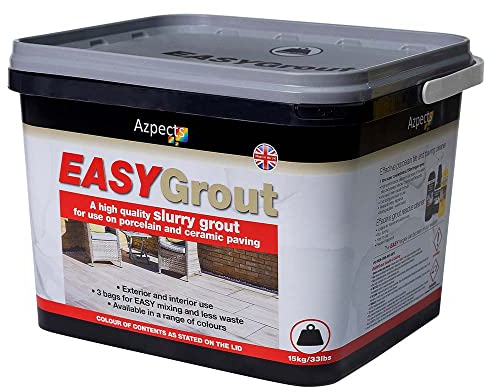 EASYGrout Slurry Patio Grout For Outdoor & Indoor Ceramic Or Porcelain Floor Tiles 15kg Flowable All Weather Paving Jointing Compound Easy Mix With Water, Covers Up To 20m² - Argent
