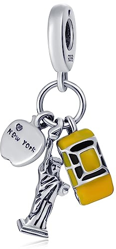 Ich liebe Reise Thema Charm-925 Sterling Silber Flugzeug, Frieden Bus, Zug Express, Frankreich Effiel Turm Anhänger Perlen, passt europäische Urlaub Charme Armband, Geschenke für Mama/Schwester