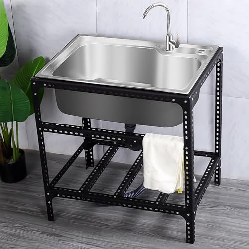 ÉVier Cuisine Inox 1 bac évier économique avec Meuble Évier INOX De Cuisine Accessoires D'installation Et Tuyau De Vidange pour Garage, Buanderie, Installation Facile. ( Size : 55*40*75cm/21.7*15.7*29