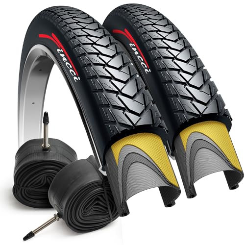 Fincci Gravel Bike Tyres 700x35c - Pair Foldable Tires 28 inch with 1mm Nylon Protection and 2x Inner Tube 37-622 Schrader Valve, 60 TPI for Electric, Hybrid, Mtb, Road and Touring Bicycle - Pack of 2