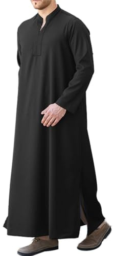 LVCBL Herren Kaftan Langarm Thobe mit Taschen Universal Fit M-3XL
