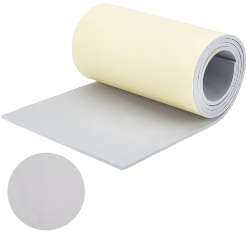 BENECREAT Rotolo di Schiuma EVA Autoadesiva Grigio Chiaro Da 20 x 30 cm, Fogli di Schiuma Adesiva per Tappezzeria Spessa 6 mm per Lavori di Scrapbooking, Modello Cosplay, Mobili Cuscino, Riempimento